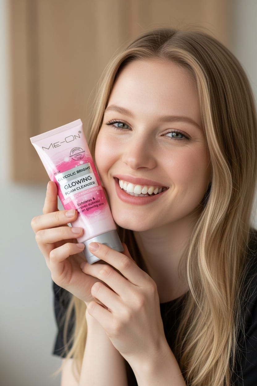 ME-ON  Glycolic-Bright Glowing Foam Cleanser  – with Glycolic Acid and Niacinamide (100ml)