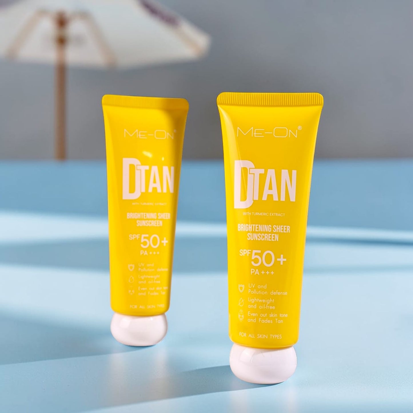 ME-ON D-Tan Brightening Sheer Sunscreen SPF 50+ PA+++ with Turmeric Extract – UV & Pollution Defense (100g)
