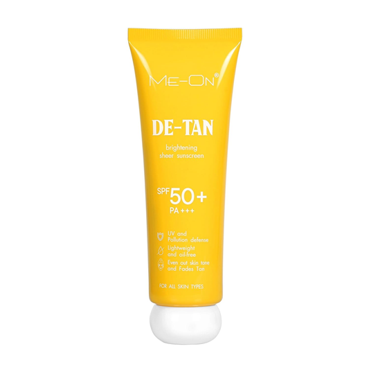 ME-ON De-Tan Brightening Sheer Sunscreen SPF 50+ PA+++ – Lightweight, Oil-Free, Evens Skin Tone